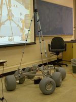 Solid model and rover at weekly meeting